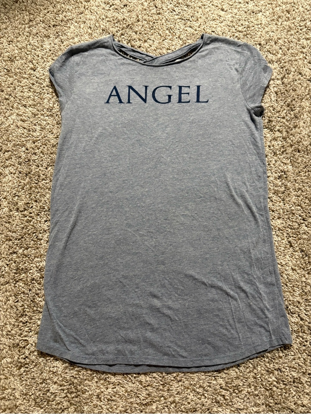 Victoria's Secret Gray 'ANGEL' Short Sleeve Sleep Tee/Nightgown